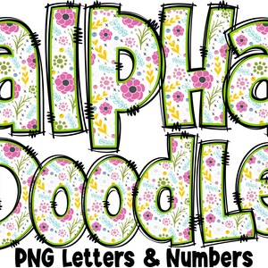 Florale Buchstaben und Zahlen PNG, Alpha Doodle, PNG Buchstaben, Floral Doodle, Doodle Letters PNG, Frühlingsbuchstaben, Sublimation, Alpha Pack 5AP