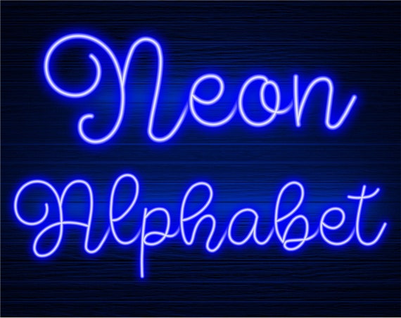 Neon Glow Effect Alphabet PNG Clip Art Letters Script Font 