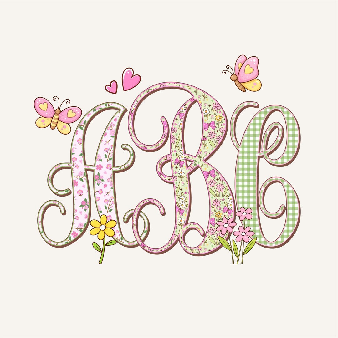 Spring Interlock Design Spring Monogram PNG, Interlocking, Script, Coquette Preppy, Flower ...