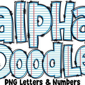 Letras e números escolares PNG, Alpha Doodle, letras PNG, letras Doodle PNG, letras de caderno, sublimação, volta às aulas, Alpha Pack 26AP