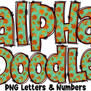 Fall Autumn Letters & Numbers PNG, Alpha Doodle, PNG Letters, Fall Doodle, Doodle Letters, Autumn Letters, Sublimation, Alpha Pack 28AP
