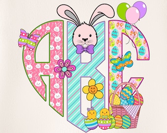 Easter Monogram PNG, Easter Letters, Easter Doodle, Easter Eggs, Alpha Easter, Doodle Letters, Sublimation, Clipart, Monogram 41MH