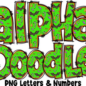 Halloween Alphabet PNG, Halloween, Halloween Day, Alpha Doodle, PNG Letters, Halloween Doodle, Sublimation, Spooky Letters, Alpha Pack 24AP
