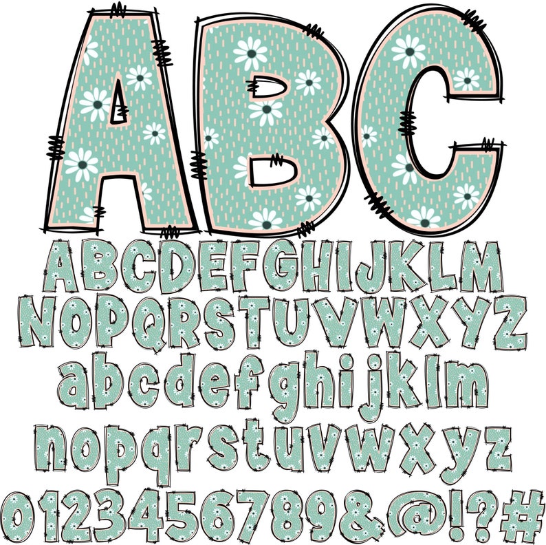 BUNDLE Spring Floral Alphabet PNG Doodle Alpha Doodle - Etsy