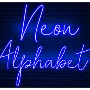 Neon Glow-Effekt Alphabet PNG Clip Art Buchstaben Script Font Sofortiger Download Dateien Blauer transparenter Hintergrund, Neon Blau 4N