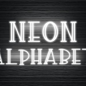 Neon Glow-Effekt Alphabet PNG Clip Art Buchstaben Schriftart Sofortiger Download Dateien weißes Halo-Licht, Neon-Weiß 3N