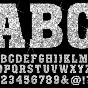 PNG Silver Glitter Letters, Sparkle Clip Art, Letters Alphabet Numbers, Instant Download Files, Silver Glitter Alphabet, Glitter 3GB
