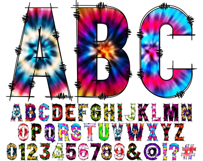 Rainbow Tie Dye Letters and Numbers, Rainbow Tie Dye Alphabet, Rainbow ...