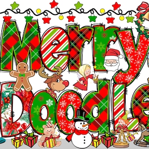 BUNDLE Christmas Alphabet PNG, Merry Christmas, Christmas, Alpha Doodle, PNG Letters, Christmas Doodle, Clipart Alpha Pack 48AP