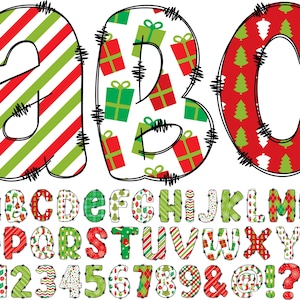 Kerst clipart alfabet png, inpakpapier alfabet illustraties, png, doodle vakantie brieven, kerstbrieven, alfabet 14A