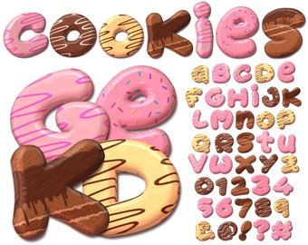 Cookies 3D Letters PNG, Cookies Alphabet Clip Art, PNG, Candy Letters, Glazed Cookies Letters, Chocolate Cookies Alphabet, Cookies Mix 3AT