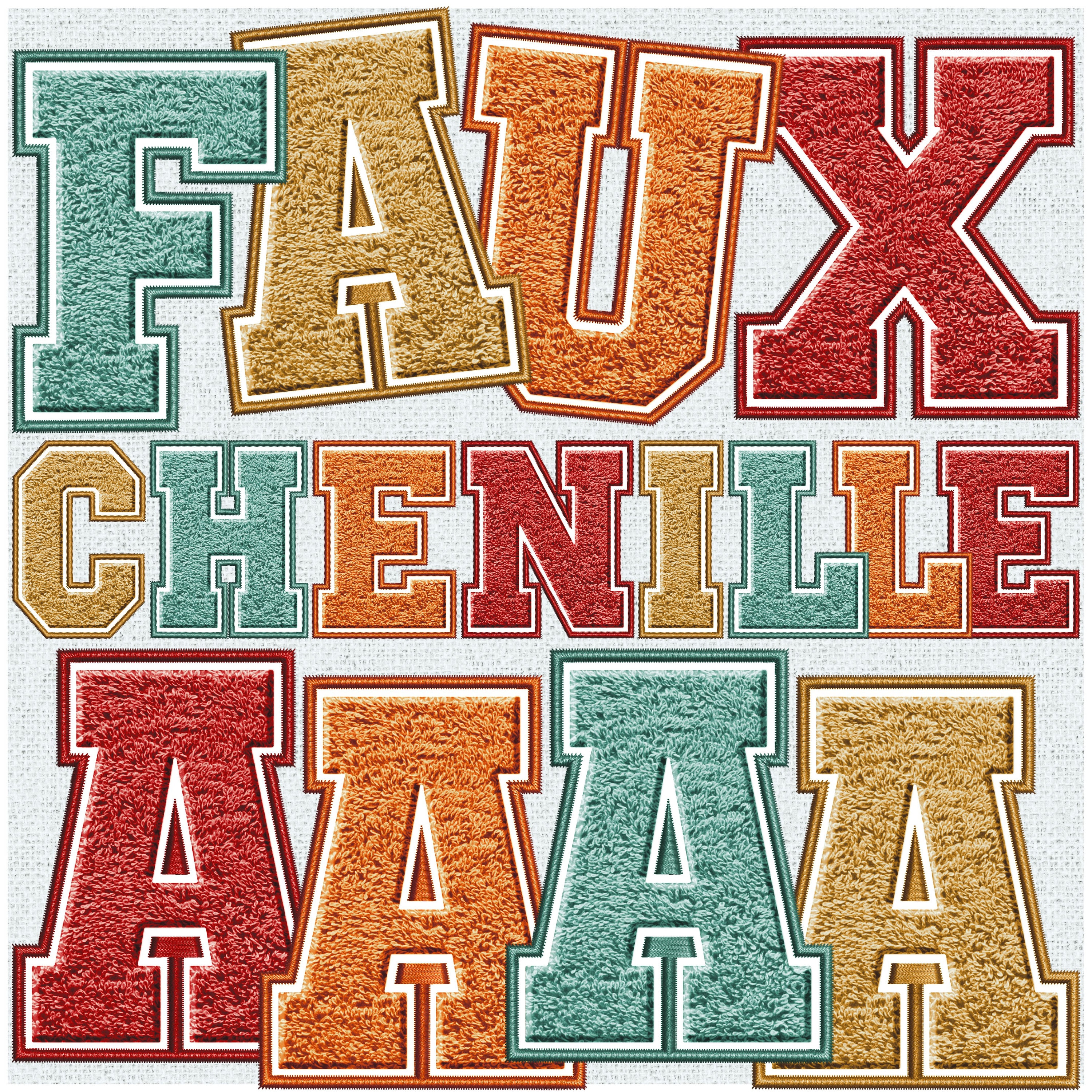 Chienelle Lettering Faux Embroidery Chenille Letters BUNDLE, Faux Chenille Patch, Chenille ...