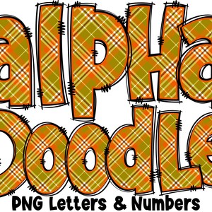 Fall Autumn Letters & Numbers PNG, Alpha Doodle, PNG Letters, Fall Doodle, Doodle Letters, Striped Letters, Sublimation, Alpha Pack 29AP