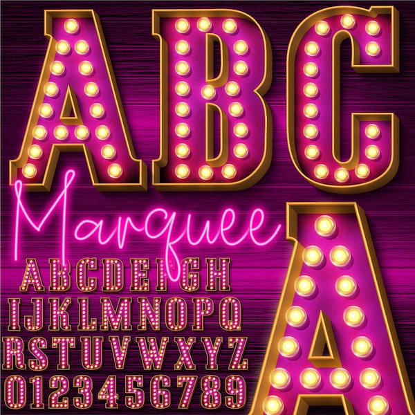 Pink Marquee Letters PNG, Light Bulbs Letters, PNG Letters, 3D Letters, Pink Light Bulb Letters, Rustic Pink Letters, Marquee Letters 3MP