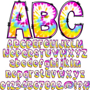 Tie Dye Alphabet PNG, Doodle Alphabet Clip Art, Transparent PNG, Doodle ...