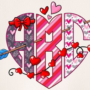 Letras PNG del monograma de San Valentín, Cartas de San Valentín, Alfa Doodle, Letras PNG, Doodle de San Valentín, Amor, Imágenes Prediseñadas, Monograma en forma de corazón 8MH