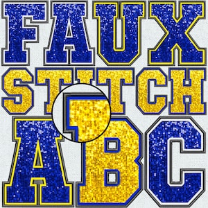 Faux Embroidery Sequin Letters BUNDLE, Faux Sequin Patch, Faux Sequin Letters, Alpha Doodle, College, Stitched Alpha PNG, Faux Stitch, 11FS