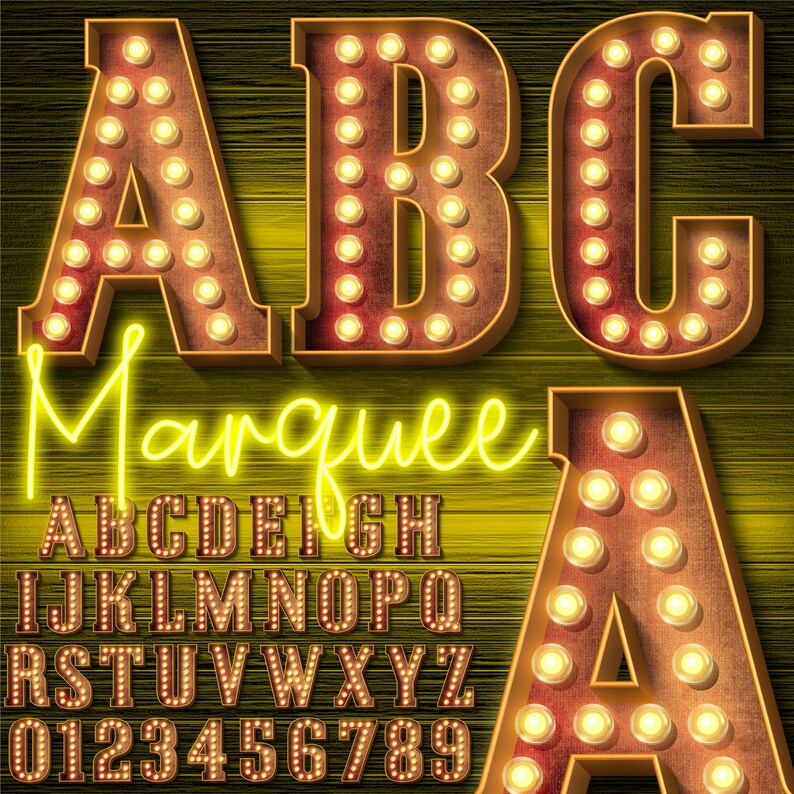 BUNDLE Marquee Letters PNG, Light Bulbs Letters, PNG Letters, 3D ...