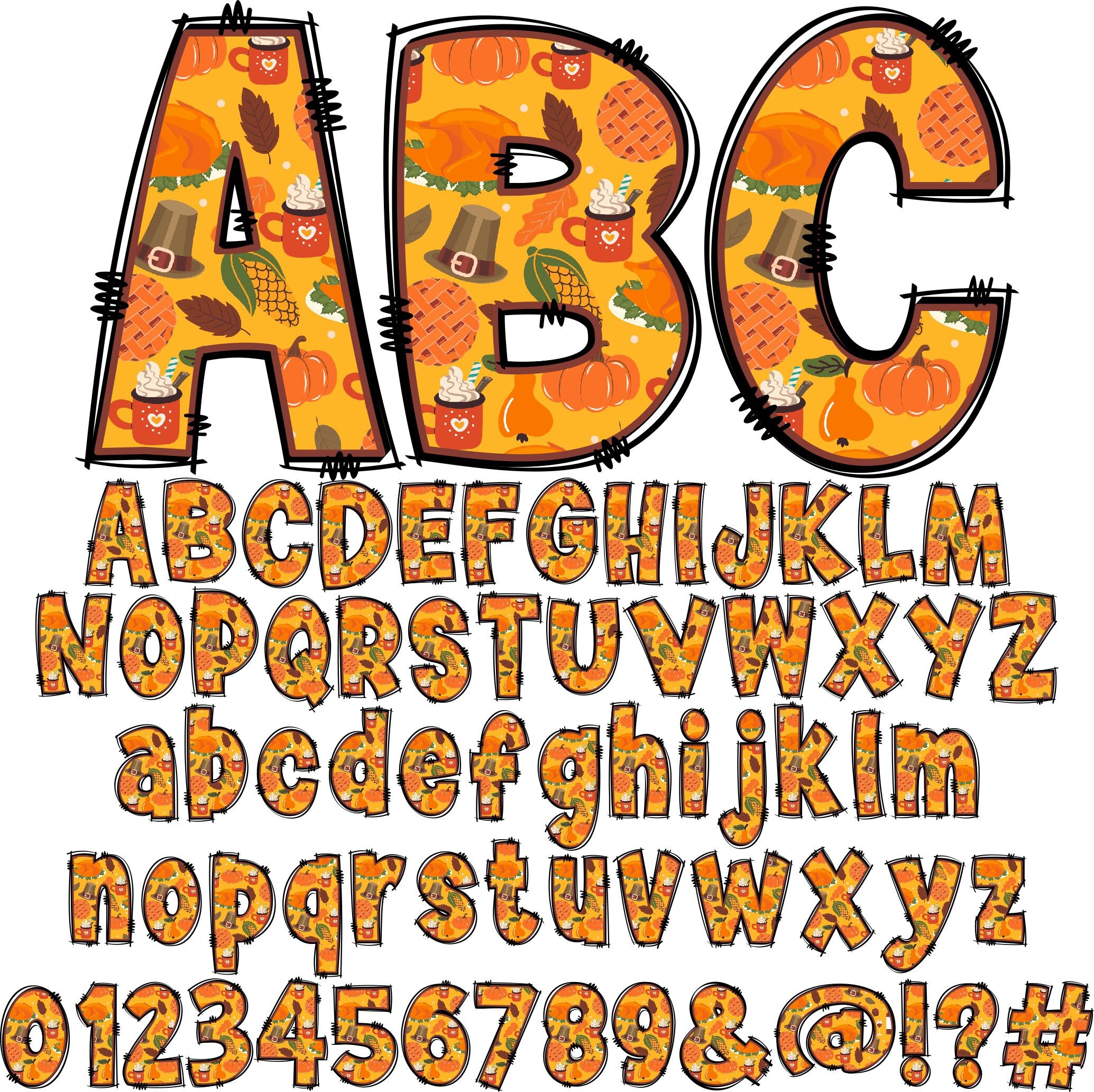 Thanksgiving Alphabet PNG Happy Thanksgiving Thanksgiving - Etsy