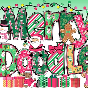 Pink Christmas Alphabet PNG, Christmas Letters, Christmas Doodle, PNG Letters, Christmas Doodle, Bundle, Clipart Alpha Pack 52AP