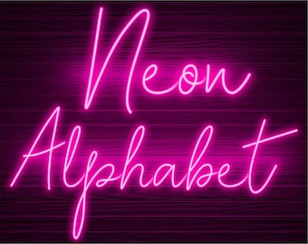 Neon Glow Effect Alphabet PNG Clip Art Letters Script Font 