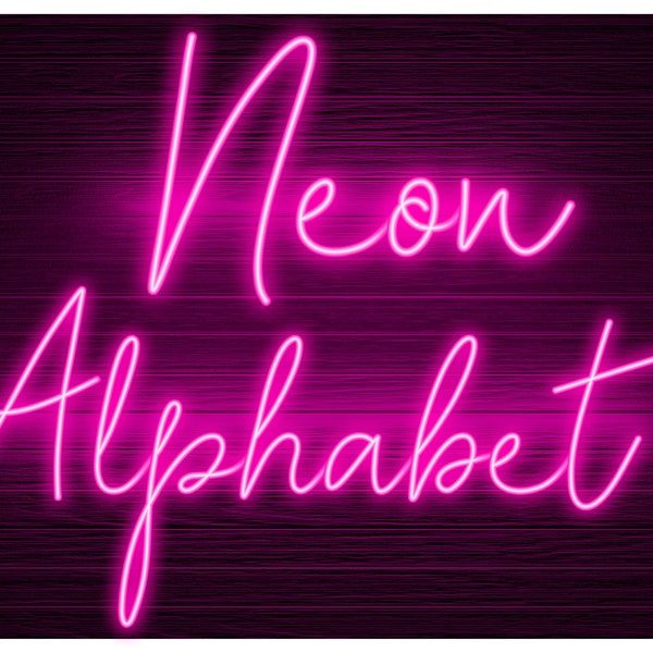 Neon Glow Effetto Alfabeto PNG Clip Art Lettere Script Font Download istantaneo File Sfondo trasparente rosa, Neon Pink 4N