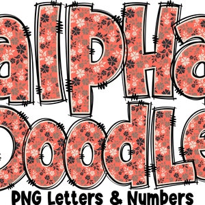 Blumen Buchstaben & Zahlen PNG, Alpha Doodle, PNG Buchstaben, Blumen Gekritzel, Doodle Buchstaben PNG, Frühlingsbuchstaben, Sublimation, Alpha Pack 11AP
