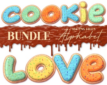 BUNDLE Cookie 3D Letters PNG, Cookies Alphabet, Candy Letters, Glazed Cookies Letters, PNG Cookies Alphabet, Sublimation, Cookie Letters 6TB