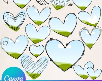 Hearts Canva Frame Template , Valentine's Canva Frame, Heart Doodle, Love Canva, Canva Template, Valentines Canva Frame, Bundle, Love 1CD