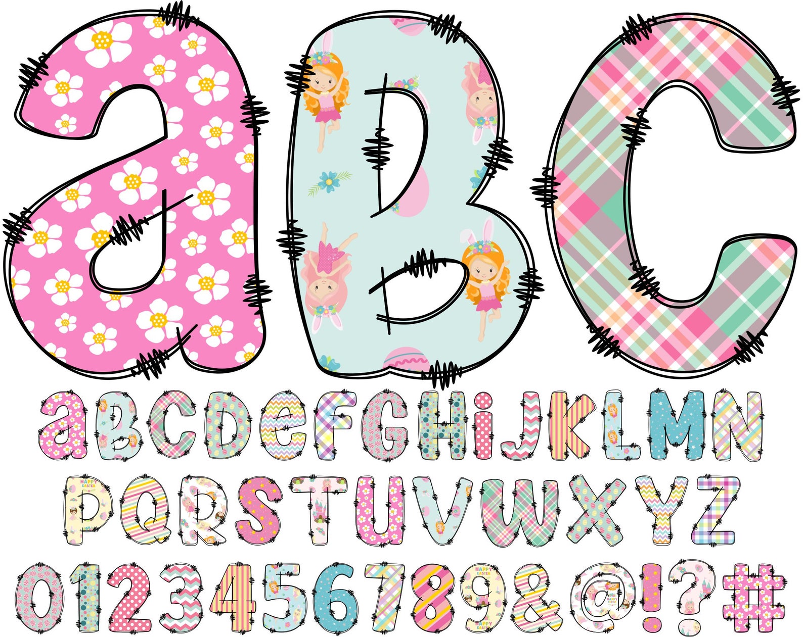 Easter Alphabet PNG Alphabet Clip Art PNG Doodle Easter - Etsy India