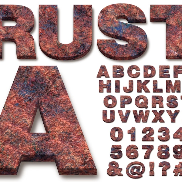 Rusted PNG Letters, Transparent Background, 3D Rusted Alphabet Clip Art, PNG, Rusty Letters, 3D Letters, Red Rusted Letters, Rusted 43T