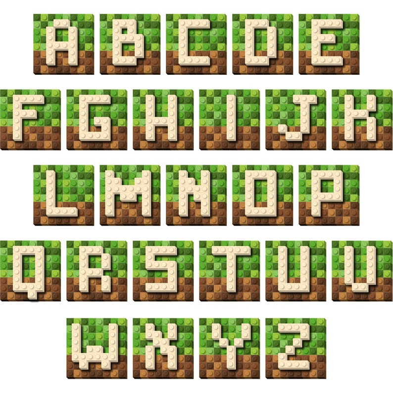 Brick Blocks Alphabet PNG Letters Clip Art Transparent PNG - Etsy