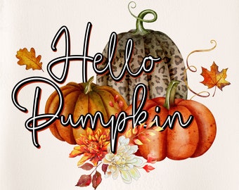 Hello Pumpkin PNG, Animal print pumpkins, Thanksgiving, Watercolor, Doodle Pumpkin, Beige Orange Leopard, Autumn, Leaves, Fall Design 7DF