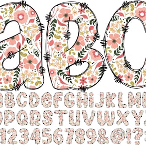 Frühlingsblumen Alphabet PNG, Doodle Alpha, Gekritzelblumen, Gekritzel Buchstaben PNG, Alpha Buchstaben, Frühling, Sublimation, Alpha Doodles Alphabet 67A