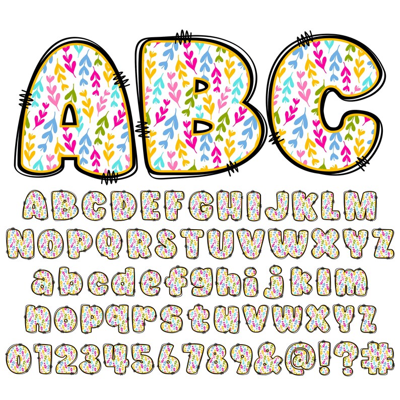 BUNDLE Spring Floral Alphabet PNG Chubby Alpha Doodle Doodle - Etsy
