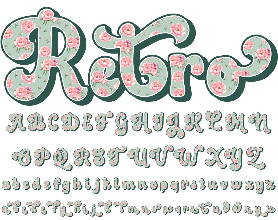Retro Spring Alphabet PNG, Alpha Doodle, Doodle Flowers, Doodle Letters ...