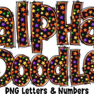 Halloween Alphabet PNG, Halloween, Halloween Day, Alpha Doodle, PNG Letters, Halloween Doodle, Sublimation, Stars Letters, Alpha Pack 22AP