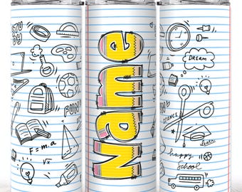 School Tumbler, Math Teacher Tumbler, 20oz Skinny Tumbler PNG, Sublimation Design, Straight Tapered, Composition Book, Tumbler Design 6