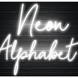 Neon Glow-Effekt Alphabet PNG Clip Art Buchstaben Skriptschriftart Sofortiger Download Dateien Weißer transparenter Hintergrund, Neonweiß 4N