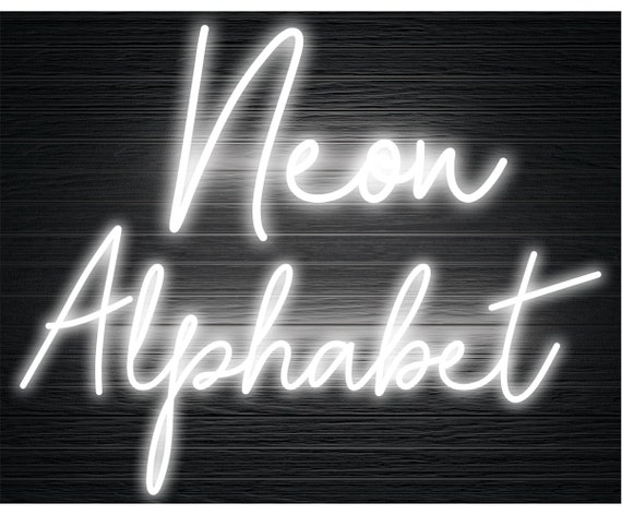 Neon Glow Effect Alphabet PNG Clip Art Letters Script Font 