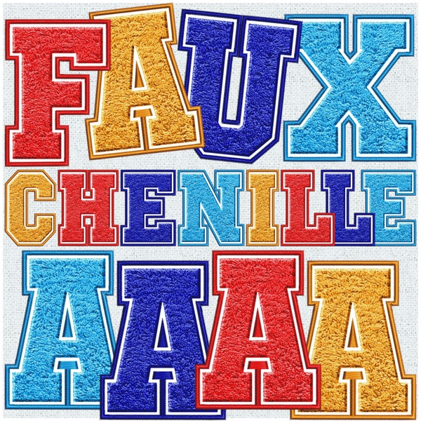 Faux Embroidery Chenille Letters BUNDLE, Faux Chenille Patch, Chenille Letters, Faux Applique, Varsity, Chenille, PNG, Faux Chenille 20FS