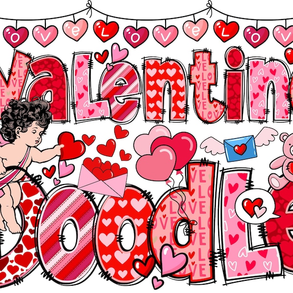 Valentine's Day Alphabet PNG, Valentines Letters, Valentines Doodle, Red Letters, Love Letter, Valentine, Bundle, Alpha Pack 59AP