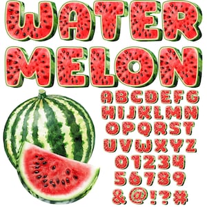 Lettere PNG di anguria, sfondo trasparente, alfabeto estivo di anguria PNG, lettere di anguria, lettere di frutta tropicale, anguria 56AT