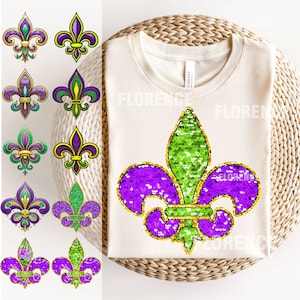 Mardi Gras Fleur de Lis PNG, bundel, Sequin Fleur De Lis, Fleur De Lis, Mardi Grass, Faux Sequin Mardi Gras, Shirt Design, Sublimatie 34DV