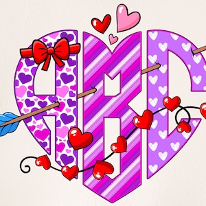 Monogramma di San Valentino in formato PNG, lettere di San Valentino, scarabocchio alfabetico, lettere PNG, scarabocchio di San Valentino, amore, clipart, monogramma a forma di cuore 4MH