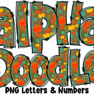 Fall Autumn Letters & Numbers PNG, Alpha Doodle, PNG Letters, Fall Doodle, Doodle Letters, Autumn Letters, Sublimation, Alpha Pack 31AP