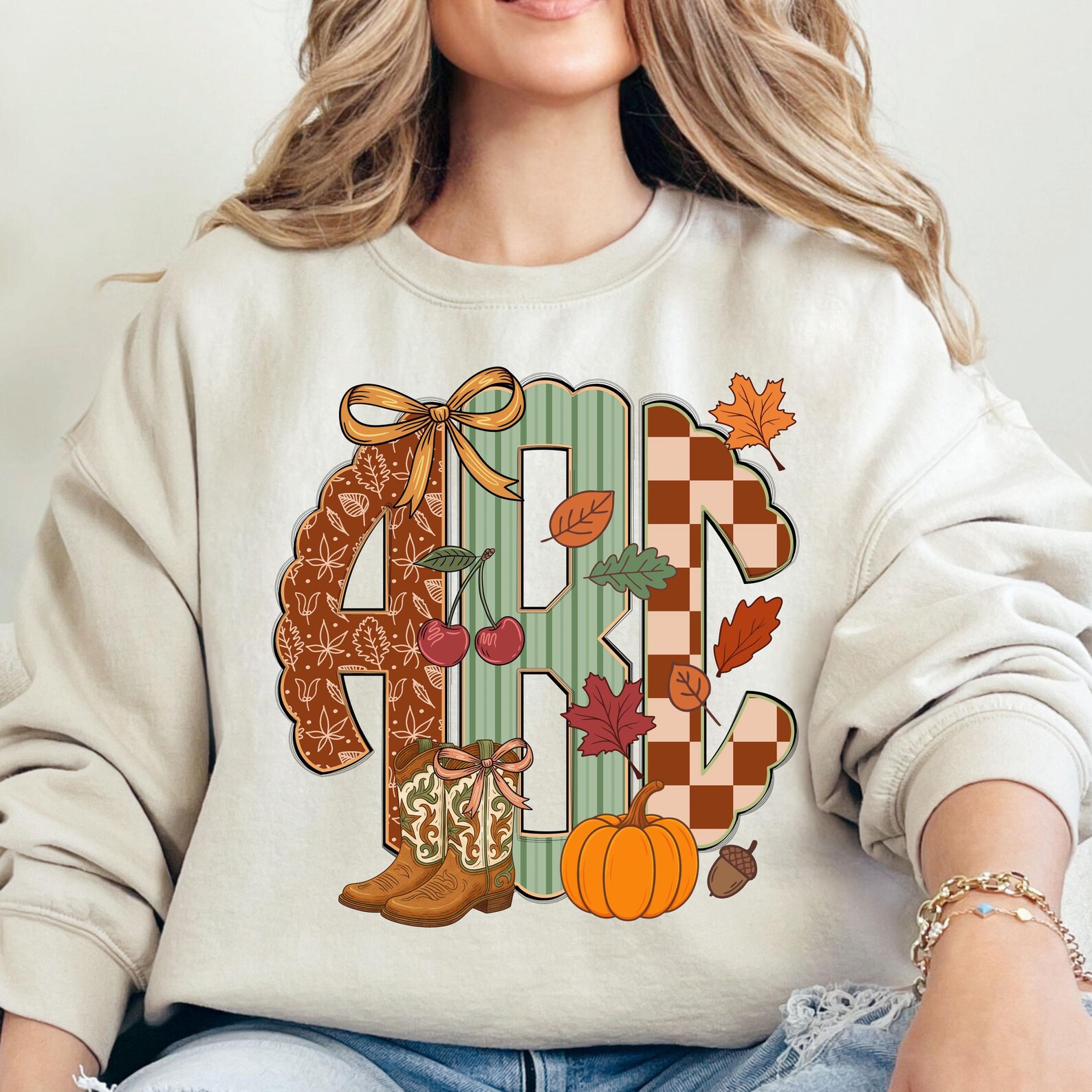 Fall Monogram K Preppy Retro Fall Scalloped Monogram, Grandmillennial Monogram ...