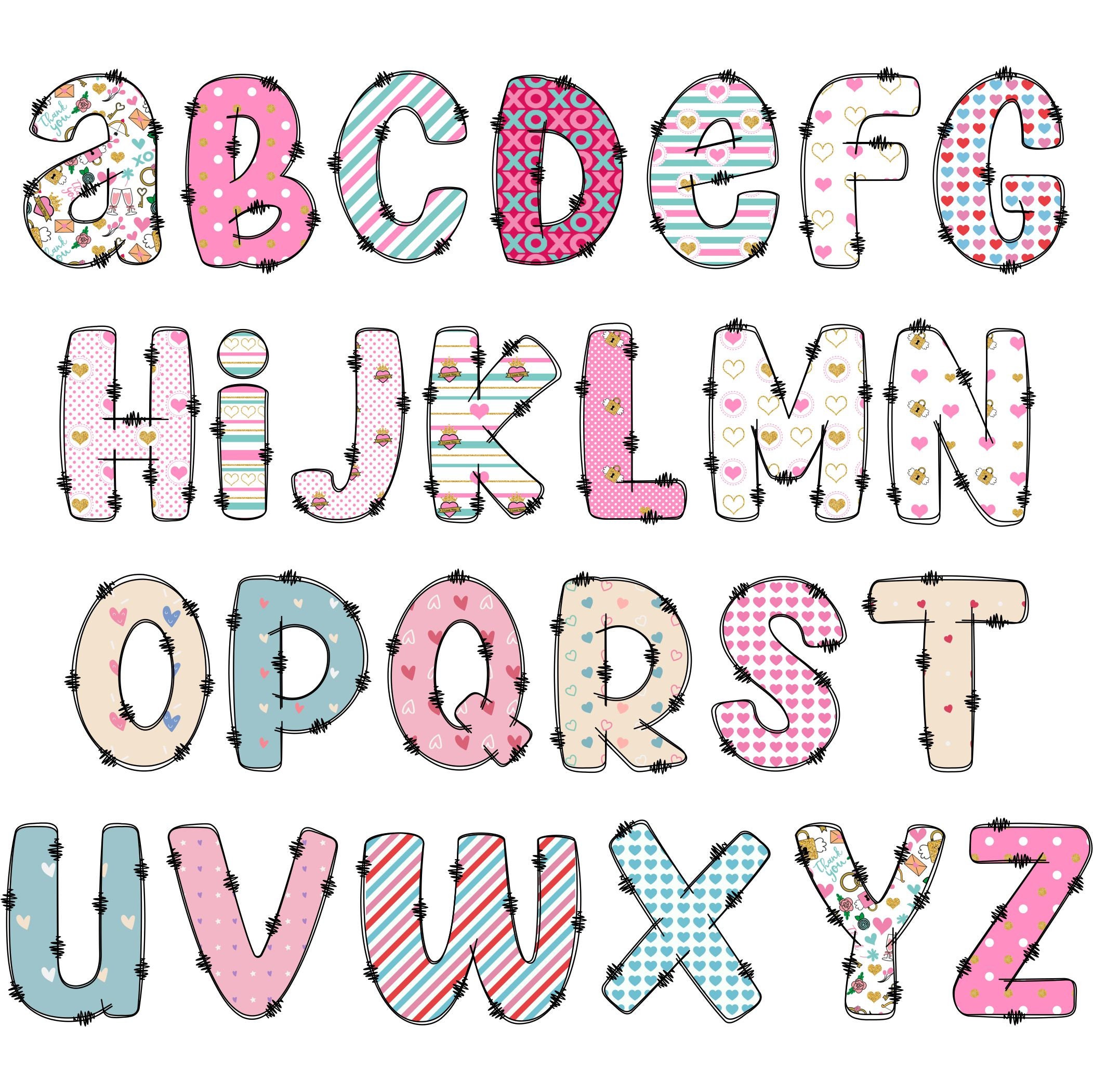 Valentine's Day Alphabet PNG Love Alphabet Clip Art PNG | Etsy