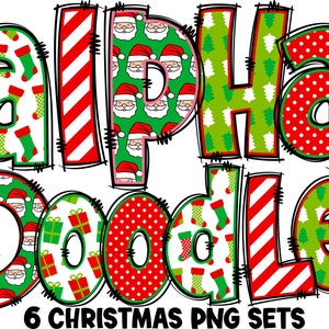 Christmas Alphabet PNG, Christmas Letters, Christmas Doodle, PNG Letters, Christmas, Christmas Doodle, Bundle, Sublimation, Alpha Pack 51AP