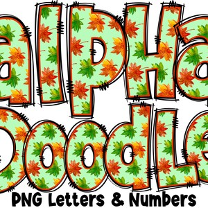 Fall Autumn Letters & Numbers PNG, Alpha Doodle, PNG Letters, Fall Doodle, Doodle Letters, Autumn Letters, Sublimation, Alpha Pack 30AP